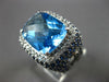 ESTATE EXTRA LARGE 14.51CT DIAMOND AAA SAPPHIRE & BLUE TOPAZ 14K WHITE GOLD RING