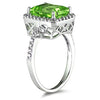 5.63CT DIAMOND & AAA PERIDOT 14K WHITE GOLD EMERALD CUT & ROUND ENGAGEMENT RING