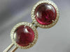 ESTATE LARGE 8.05CT DIAMOND & CABOCHON TOURMALINE 14KT WHITE GOLD HALO EARRINGS