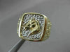 ANTIQUE LARGE 14KT WHITE & YELLOW GOLD NUGGET RECTANGULAR HORSE RING 15mm #22458