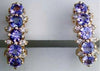 2.37CT DIAMOND & AAA TANZANITE 14KT YELLOW GOLD 3D ROUND 3 ROW HANGING EARRINGS