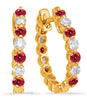 .43CT DIAMOND & AAA RUBY 14KT YELLOW GOLD SHARED PRONG ETERNITY HANGING EARRINGS