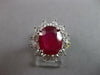 LARGE 7.76CT DIAMOND & AAA RUBY 14K WHITE GOLD OVAL FLOWER ENGAGEMENT RING 27466