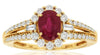 1.46CT DIAMOND & AAA RUBY 14KT YELLOW GOLD OVAL ROUND & BAGUETTE ENGAGEMENT RING