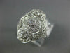 ANTIQUE WIDE .42CT DIAMOND 14KT WHITE GOLD 3D 3 STONE HALO FILIGREE RING #1330