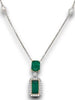 2.6CT DIAMOND & AAA EMERALD 18K 2 TONE GOLD EMERALD CUT & ROUND 3 STONE NECKLACE