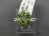 ESTATE .75CT DIAMOND & AAA PERIDOT 14KT WHTIE GOLD 3D SQUARE FLOWER LOVE RING