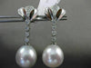 ESTATE LARGE .24CT DIAMOND 14K WHITE GOLD SOUTH SEA PEARL FLOWER ETOILE EARRINGS