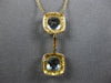 ESTATE 1.94CT DIAMOND & AAA AQUAMARINE 14KT YELLOW GOLD CUSHION & ROUND NECKLACE
