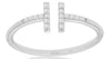 ESTATE .10CT DIAMOND 14KT WHITE GOLD 3D CLASSIC ROUND DOUBLE BAR FUN LOVE RING