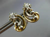 ANTIQUE OLD EURO MINE DIAMOND 14KT 2 TONE GOLD FILIGREE MUSIC EARRINGS #20123