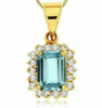 ESTATE 1.07CT DIAMOND & AAA AQUAMARINE 14KT YELLOW GOLD 3D HALO FLOATING PENDANT