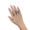 3.11CT DIAMOND & AAA SAPPHIRE 18K WHITE GOLD EMERALD CUT & BAGUETTE 3 STONE RING