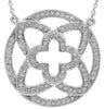 ESTATE .78CT DIAMOND 14KT WHITE GOLD 3D ROUND FLOWER LOVE NECKLACE