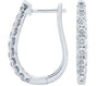 1.0CT DIAMOND 14K WHITE GOLD CLASSIC OVAL LEVERBACK HUGGIE HOOP HANGING EARRINGS