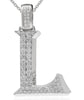 ESTATE EXTRA LARGE 1.45CT DIAMOND 14KT WHITE GOLD L INITIAL FUN FLOATING PENDANT