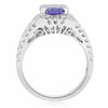 ESTATE WIDE 3.48CT DIAMOND & AAA OVAL TANZANITE 18KT WHITE GOLD ENGAGEMENT RING