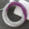 1CT DIAMOND & AAA PINK SAPPHIRE 14KT WHITE GOLD MULTI ROW CIRCLE OF LIFE PENDANT