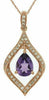 .77CT DIAMOND & AAA AMETHYST 14KT ROSE GOLD 3D TEAR DROP PEAR SHAPE LEAF PENDANT