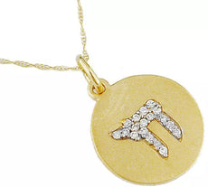 ESTATE .10CT DIAMOND 14KT YELLOW GOLD 3D CIRCULAR CHAI LIFE FLOATING PENDANT
