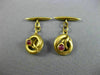 ANTIQUE .30CT AAA RUBY 18KT YELLOW GOLD SWIRL SNAKE CIRCULAR FUN MEN'S CUFFLINKS