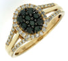 .65CT WHITE & GREEN DIAMOND 14K YELLOW GOLD 3D CLUSTER OVAL HALO FRIENDSHIP RING