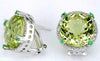 12.66CT DIAMOND & AAA EMERALD & LEMON QUARTZ 14KT WHITE GOLD 3D CLIP ON EARRINGS