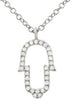 ESTATE .08CT DIAMOND 14KT WHITE GOLD HAMSA CHAMSA LUCKY HAND FLOATING PENDANT