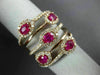 ESTATE LARGE 1.65CT DIAMOND & AAA RUBY 14KT ROSE GOLD MULTI ROW ANNIVERSARY RING