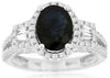 ESTATE 2.68CT DIAMOND & AAA SAPPHIRE 14KT WHITE GOLD OVAL HALO ENGAGEMENT RING