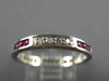 ESTATE .48CT DIAMOND & AAA RUBY 18KT WHITE GOLD ETERNITY ANNIVERSARY RING #26495