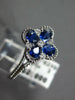 .84CT DIAMOND & AAA SAPPHIRE 18KT WHITE GOLD ROUND & PEAR SHAPE FLOWER LOVE RING