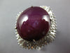 ESTATE EXTRA LARGE 22.50CT DIAMOND & AAA STAR RUBY PLATINUM OVAL BALLERINA RING