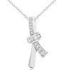 ESTATE .11CT DIAMOND 14KT WHITE GOLD ROUND & BAGUETTE AWARENESS FLOATING PENDANT