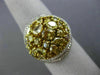 EXTRA LARGE 3.88CT WHITE & FANCY YELLOW DIAMOND 18KT TWO TONE GOLD CLUSTER RING