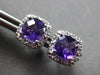 1.08CT DIAMOND & AAA AMETHYST 14KT WHITE GOLD CUSHION & ROUND HALO STUD EARRINGS