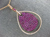 ESTATE LARGE 2.47CT DIAMOND & AAA PINK SAPPHIRE 18KT ROSE GOLD TEAR DROP PENDANT