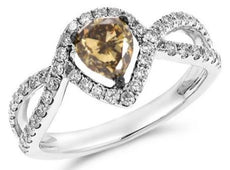 1.23CT WHITE & MOCHA DIAMOND 18KT WHITE GOLD 3D HALO INFINITY ENGAGEMENT RING