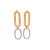 .84CT DIAMOND 18KT 2 TONE GOLD 3D MATTE & SHINY DOUBLE OVAL FUN HANGING EARRINGS