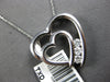 LARGE .25CT DIAMOND 14K WHITE GOLD 3D 3 STONE DOUBLE HEART LOVE FLOATING PENDANT