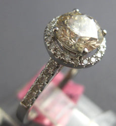 1.5CT WHITE & FANCY YELLOW DIAMOND 18K WHITE GOLD SOLITAIRE HALO ENGAGEMENT RING