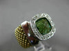 ESTATE LARGE 3.16CT DIAMOND & AAA GREEN AMETHYST 14KT 2 TONE GOLD 3D SQUARE RING