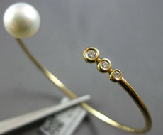 .09CT DIAMOND & AAA SOUTH SEA PEARL 14KT YELLOW GOLD 3D FLEXIBLE BANGLE BRACELET