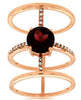 LARGE 1.68CT DIAMOND & AAA RHODOLITE 14KT ROSE GOLD ROUND 3 ROW CRISS CROSS RING