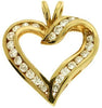 ESTATE .60CT DIAMOND 14KT YELLOW GOLD 3D CLASSIC OPEN HEART LOVE PENDANT