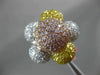 ESTATE EXTRA LARGE 7.21CT MULTI COLOR DIAMOND 18K TRI COLOR GOLD FLOWER FUN RING