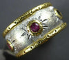 WIDE 1CT AAA RUBY 18KT 2 TONE GOLD MATTE & SHINY SUNBURST FILIGREE ETERNITY RING