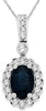 ESTATE 1.25CT DIAMOND & AAA SAPPHIRE 14KT WHITE GOLD OVAL FLOWER CLASSIC PENDANT