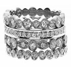 LARGE 1.04CT DIAMOND 18KT WHITE GOLD 3D SEMI ETERNITY STACKABLE ANNIVERSARY RING