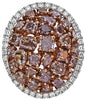 LARGE 3.87CT WHITE & PINK DIAMOND 18KT WHITE & ROSE GOLD MULTI SHAPE OVAL RING